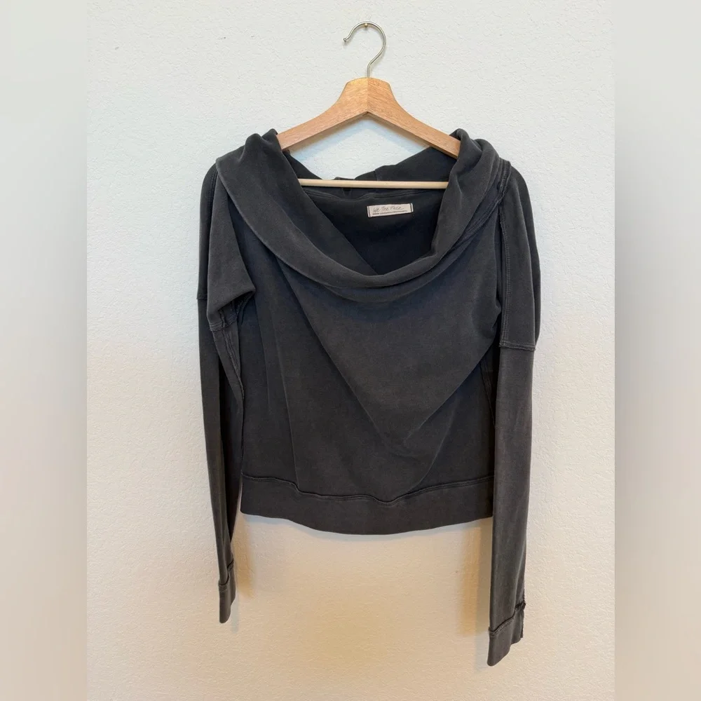 Free People We The Free Not The Same Long Sleeve Slouchy Shirt Dark Gray Medium - Picture 4 of 6